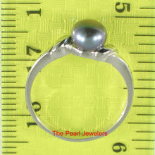 Load image into Gallery viewer, Delicate .925 Sterling Silver Black-Gray Pearl Solitaire Ring