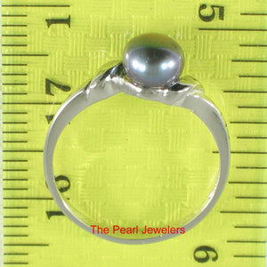 Delicate .925 Sterling Silver Black-Gray Pearl Solitaire Ring