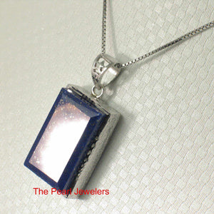 Petite Rectangle Lapis Lazuli Sterling Silver Pendant