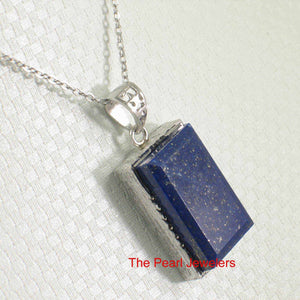 Petite Rectangle Lapis Lazuli Sterling Silver Pendant
