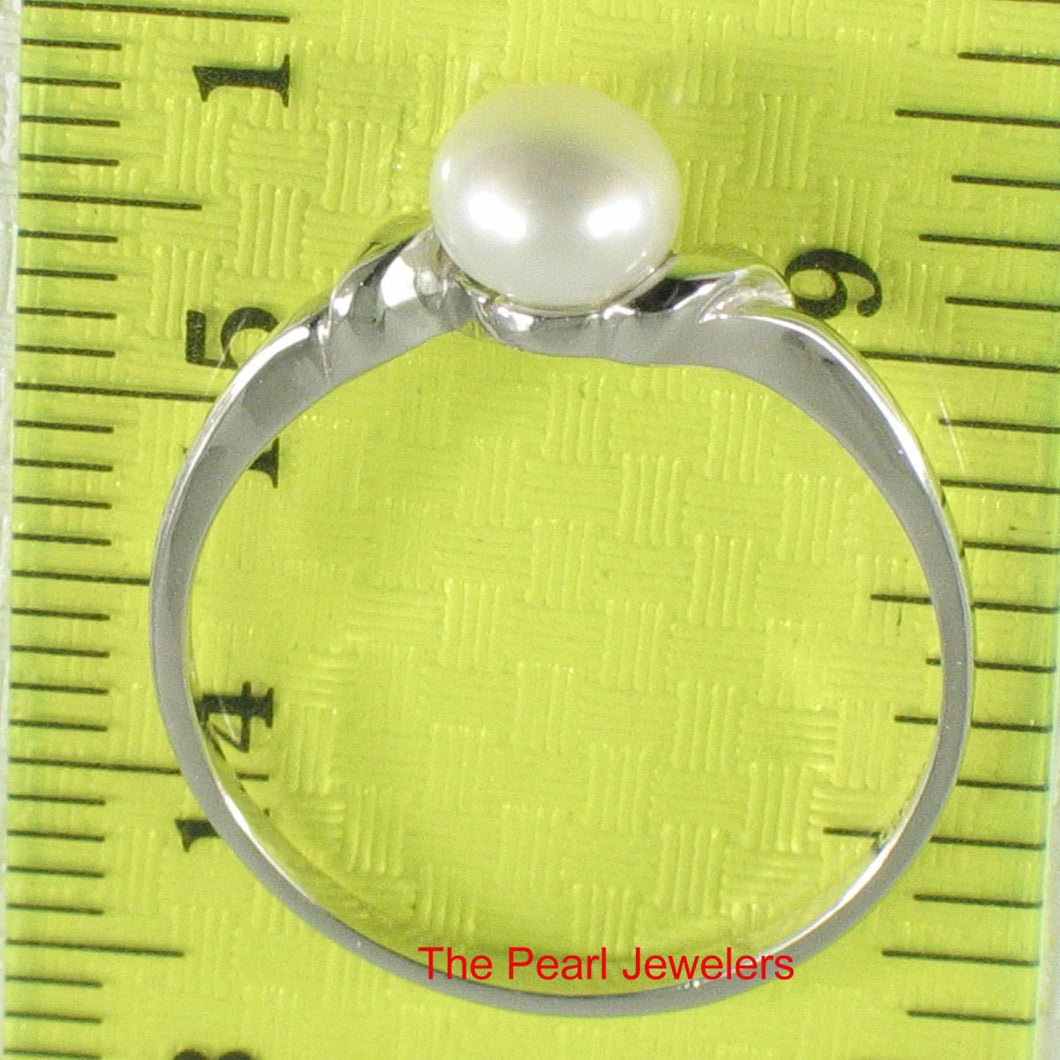 Delicate .925 Sterling Silver White Pearl Solitaire Ring