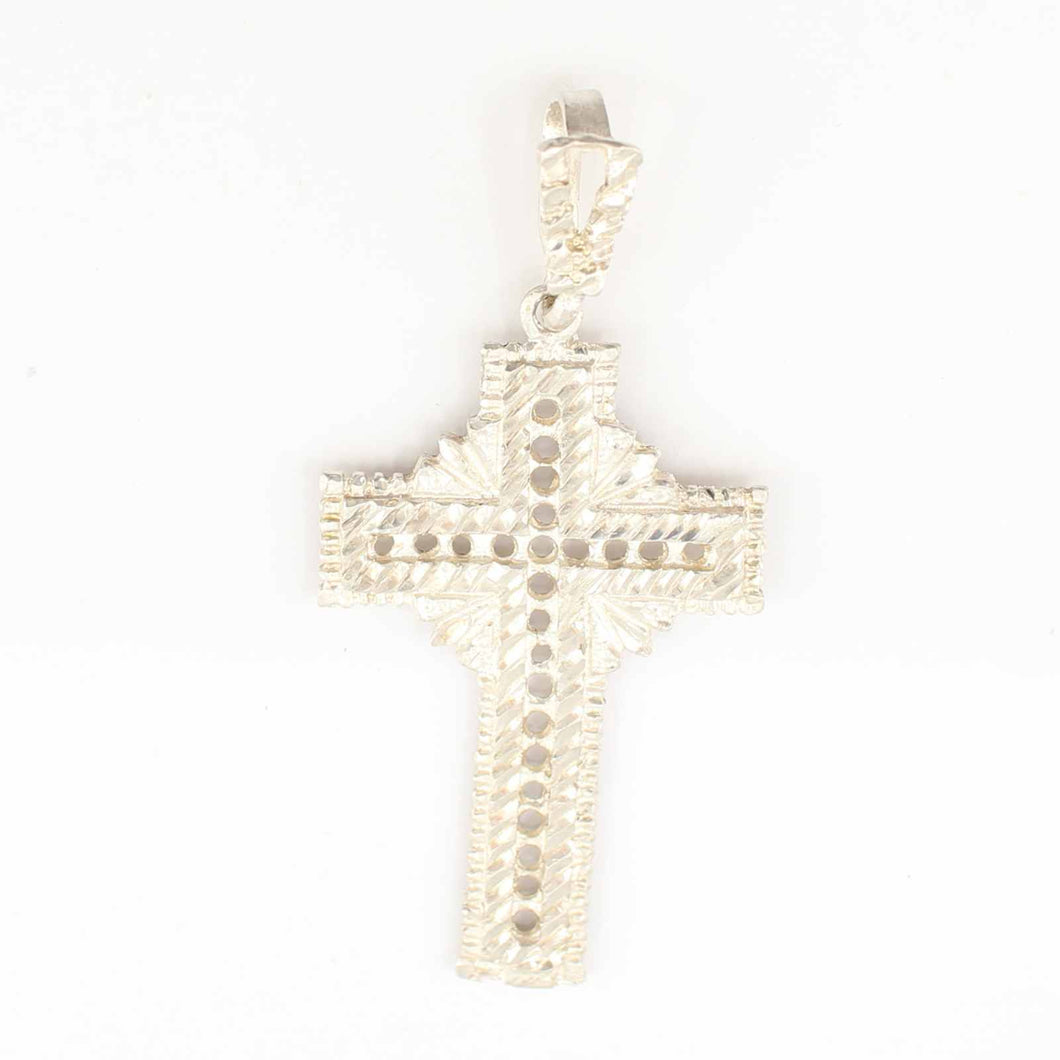 Diamond-Cut Sterling Silver Cross Pendant