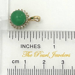 14k Yellow Gold Diamond Green Jade Enhancer Pendant