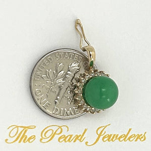 14k Yellow Gold Diamond Green Jade Enhancer Pendant