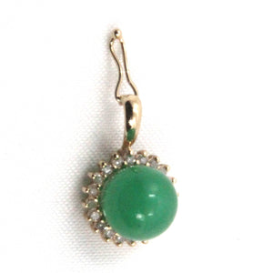 14k Yellow Gold Diamond Green Jade Enhancer Pendant