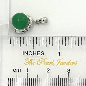 14k White Gold Diamond Green Jade Pendant