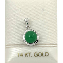 Load image into Gallery viewer, 14k White Gold Diamond Green Jade Pendant
