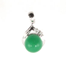 Load image into Gallery viewer, 14k White Gold Diamond Green Jade Pendant