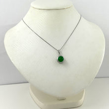Load image into Gallery viewer, 14k White Gold Diamond Green Jade Pendant