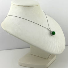 Load image into Gallery viewer, 14k White Gold Diamond Green Jade Pendant