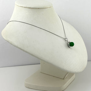 14k White Gold Diamond Green Jade Pendant