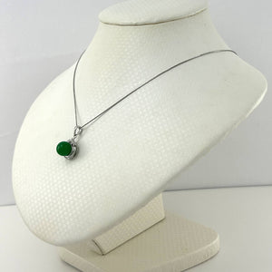 14k White Gold Diamond Green Jade Pendant