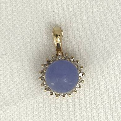 14k Yellow Gold Diamond Lavender Jade Enhancer Pendant