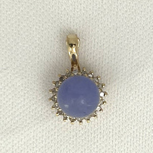 14k Yellow Gold Diamond Lavender Jade Enhancer Pendant