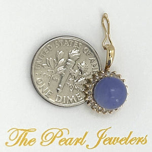 14k Yellow Gold Diamond Lavender Jade Enhancer Pendant