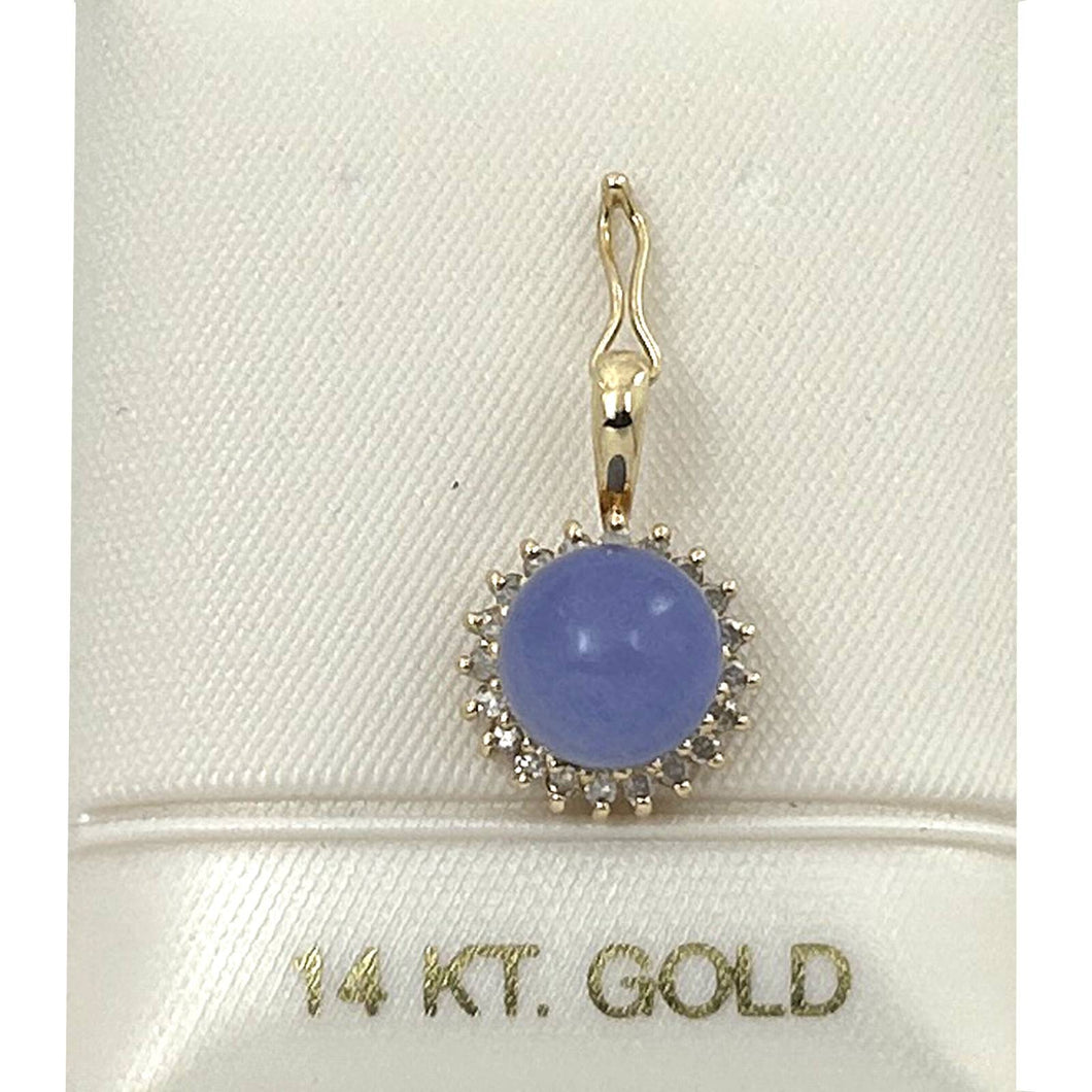 14k Yellow Gold Diamond Lavender Jade Enhancer Pendant