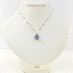 14k Yellow Gold Diamond Lavender Jade Enhancer Pendant
