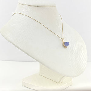 14k Yellow Gold Diamond Lavender Jade Enhancer Pendant