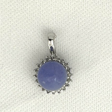 14k White Gold Diamond Lavender Jade Enhancer Pendant