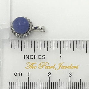 14k White Gold Diamond Lavender Jade Enhancer Pendant