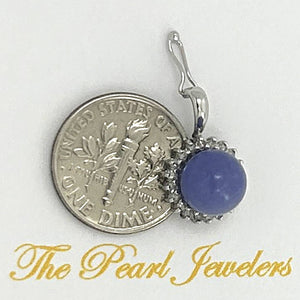 14k White Gold Diamond Lavender Jade Enhancer Pendant