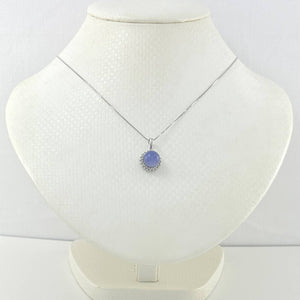 14k White Gold Diamond Lavender Jade Enhancer Pendant