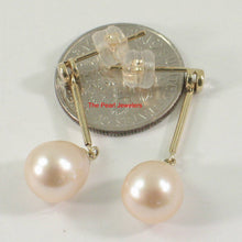 Load image into Gallery viewer, Diamond &amp; Pink Cultured Pearl Dangle Stud Earrings