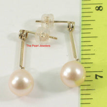 Load image into Gallery viewer, Diamond &amp; Pink Cultured Pearl Dangle Stud Earrings