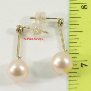 Diamond & Pink Cultured Pearl Dangle Stud Earrings