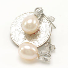 Load image into Gallery viewer, Diamond &amp; Pink Teardrop Pearl Studs (White Gold)