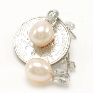 Diamond & Pink Teardrop Pearl Studs (White Gold)