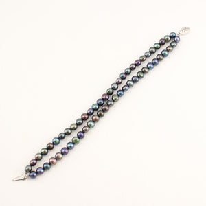 14k White Gold Clasp Double-Strand Peacock Freshwater Pearl Bracelet