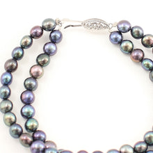 Load image into Gallery viewer, 14k White Gold Clasp Double-Strand Peacock Freshwater Pearl Bracelet
