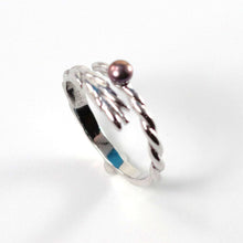 Load image into Gallery viewer, Solid Sterling Silver .925 Eggplant Freshwater Cultured Pearl Wheat-Style Adjustable Ring