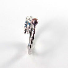 Load image into Gallery viewer, Solid Sterling Silver .925 Eggplant Freshwater Cultured Pearl Wheat-Style Adjustable Ring
