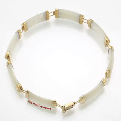 14k Yellow Gold 8 Segments Mother of Pearl Bracelet with “Joy” Clasp