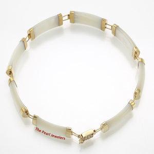14k Yellow Gold 8 Segments Mother of Pearl Bracelet with “Joy” Clasp