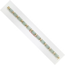 Load image into Gallery viewer, 14k Yellow Gold “Joy” Clasp 11 Segments Celadon Green Jade Bracelet