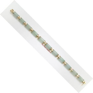 14k Yellow Gold “Joy” Clasp 11 Segments Celadon Green Jade Bracelet