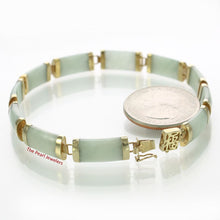 Load image into Gallery viewer, 14k Yellow Gold “Joy” Clasp 11 Segments Celadon Green Jade Bracelet