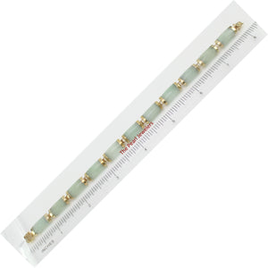 14k Yellow Gold “Joy” Clasp 11 Segments Celadon Green Jade Bracelet