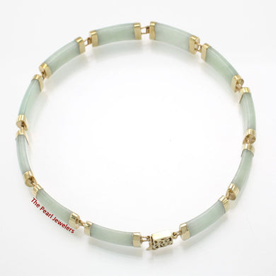 14k Yellow Gold “Joy” Clasp 11 Segments Celadon Green Jade Bracelet