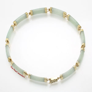 14k Yellow Gold “Joy” Clasp 11 Segments Celadon Green Jade Bracelet