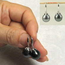 Load image into Gallery viewer, Embed Diamonds &amp; Tahitian Pearl Dangle Earrings – 14k White Gold