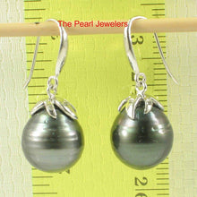 Load image into Gallery viewer, Embed Diamonds &amp; Tahitian Pearl Dangle Earrings – 14k White Gold