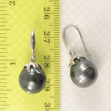 Load image into Gallery viewer, Embed Diamonds &amp; Tahitian Pearl Dangle Earrings – 14k White Gold