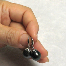 Load image into Gallery viewer, Embed Diamonds &amp; Tahitian Pearl Dangle Earrings – 14k White Gold