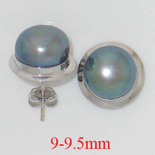 Load image into Gallery viewer, 14kw AAA 9–9.5 mm High Luster Black-Blue Cultured Pearl Encircle Stud Earrings
