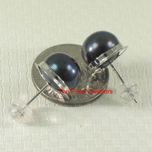 Load image into Gallery viewer, 14kw AAA 9–9.5 mm High Luster Black-Blue Cultured Pearl Encircle Stud Earrings