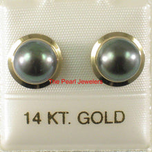 Load image into Gallery viewer, AAA 7 mm High Luster Black-Peacock Cultured Pearl Encircle Stud Earrings